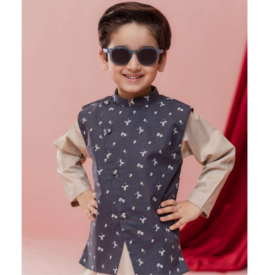 Cotton Dimples Heritage Waistcoat For Boys Floral Print – String & Thread