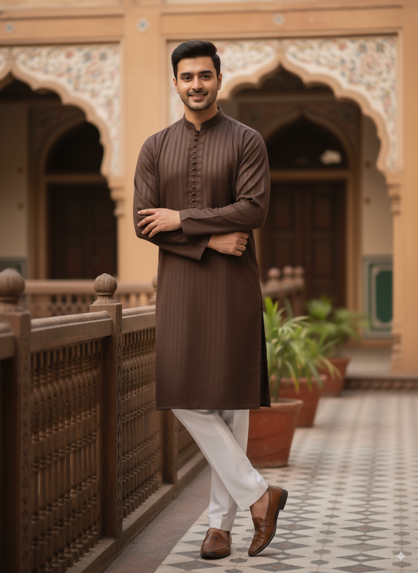 Brown Stripes Kurta