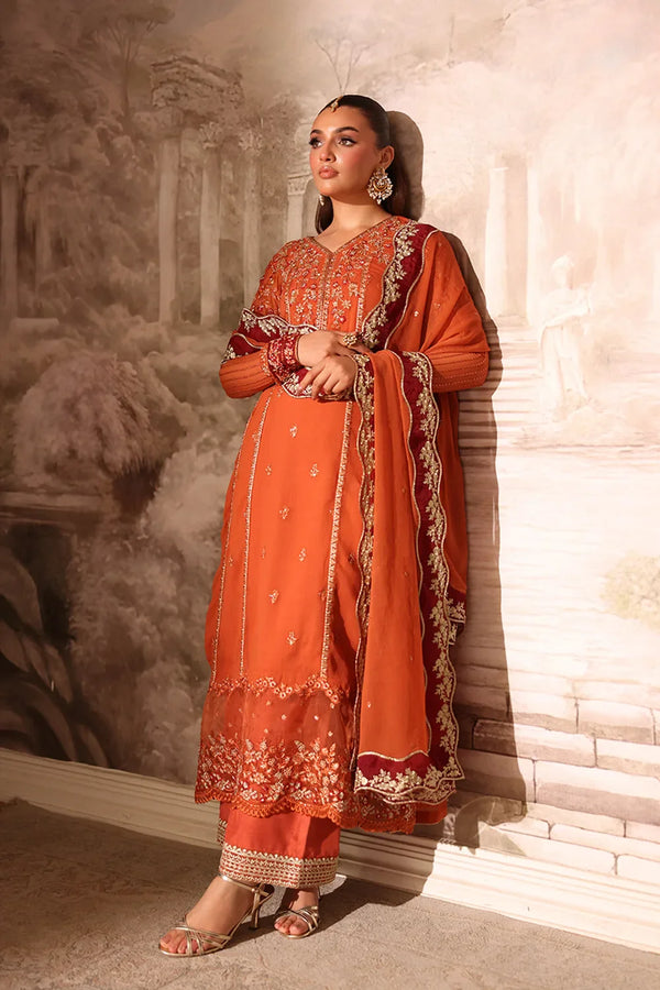 Azure - Amber Rush Three Piece Embroidered Chiffon