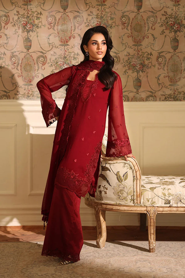 Azure - Cherry Veil Three Piece Embroidered Chiffon