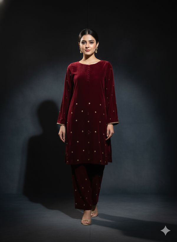 SOBIA SALMAN-VELVET MAROON-01