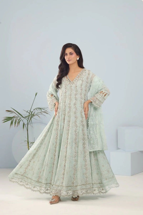 Panache - k-213 Icy Grace 3 Piece Embroidered Chiffon Suit