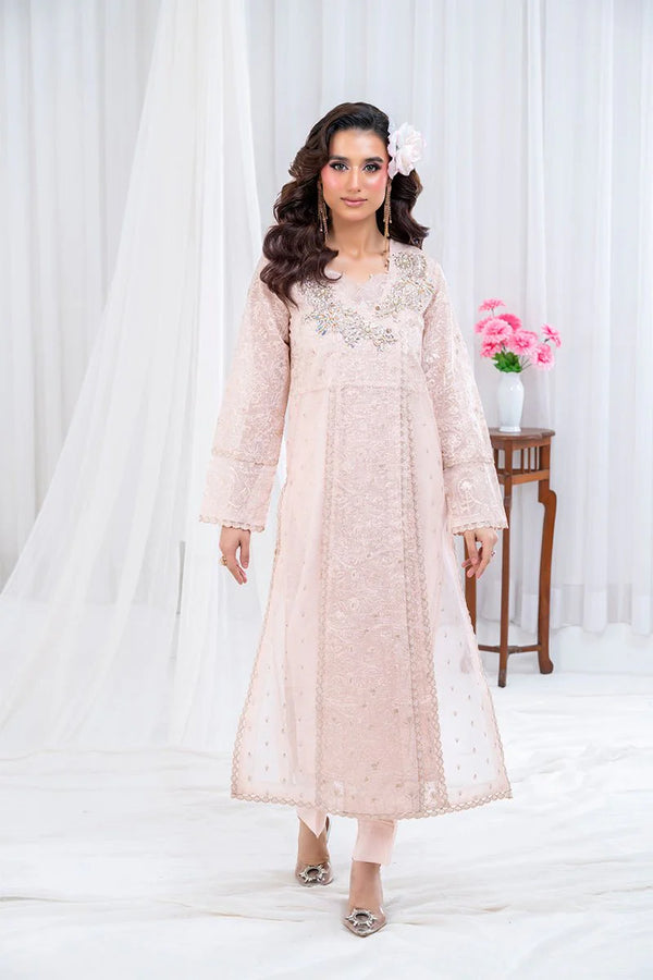 Panache - K-236 Pink 3 Piece Embroidered Khaddi Net Suit