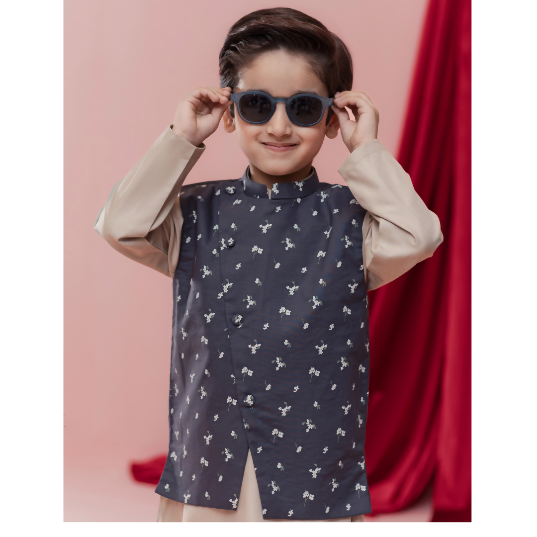 Cotton Dimples Heritage Waistcoat For Boys Floral Print – String & Thread