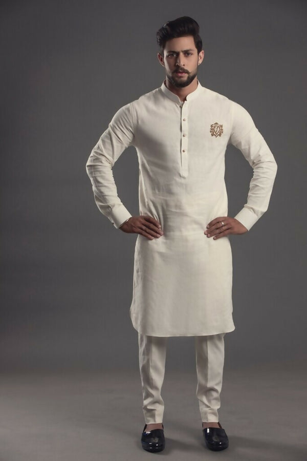 White Embroided Bunch Kurta Pajama